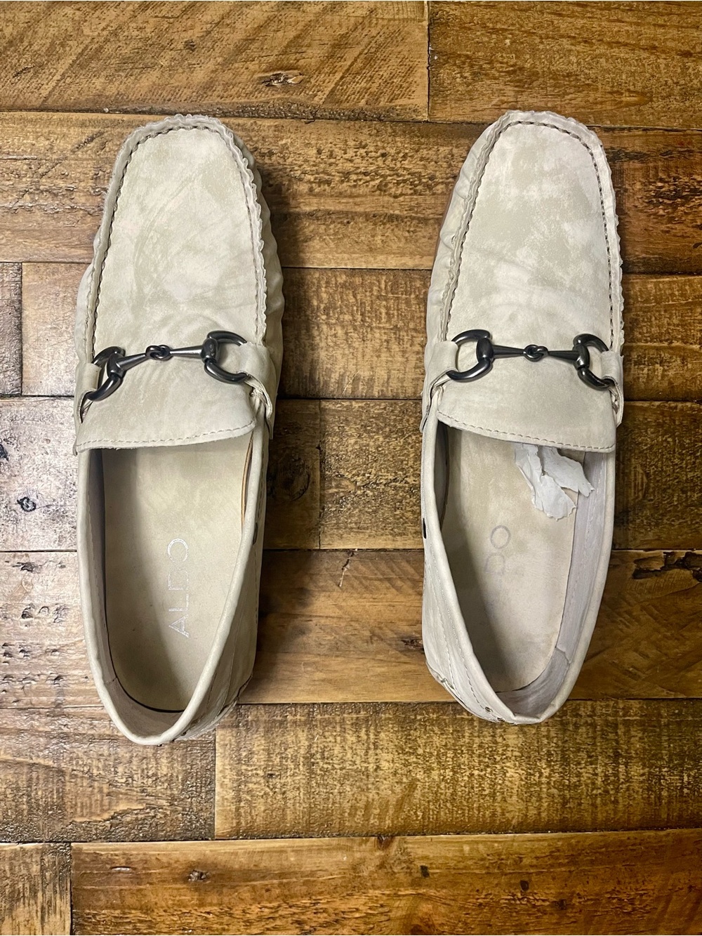 ALDO Caffery Men's Beige Leather Slip-On Loafers US 11 EU 44 D